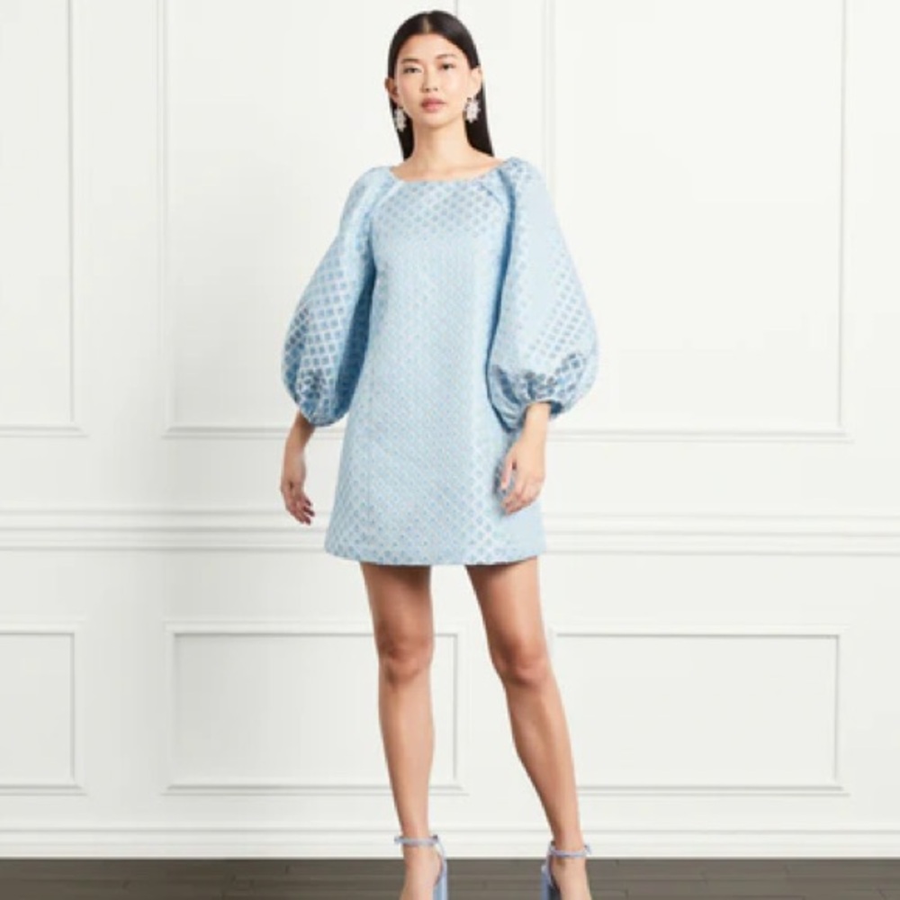 Hill House Sky Blue Mini Dress with Puff Sleeves